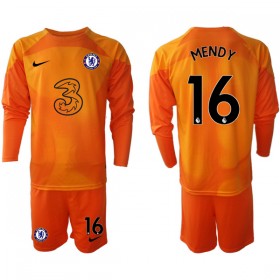 Chelsea Orange  MENDY 16 Målmand trøje Børn 2022-23 Langærmet(+ Korte bukser)